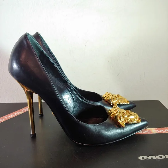 Versace Shoes Versace Palazzo Medusa Head Heels Pumps Black Sz